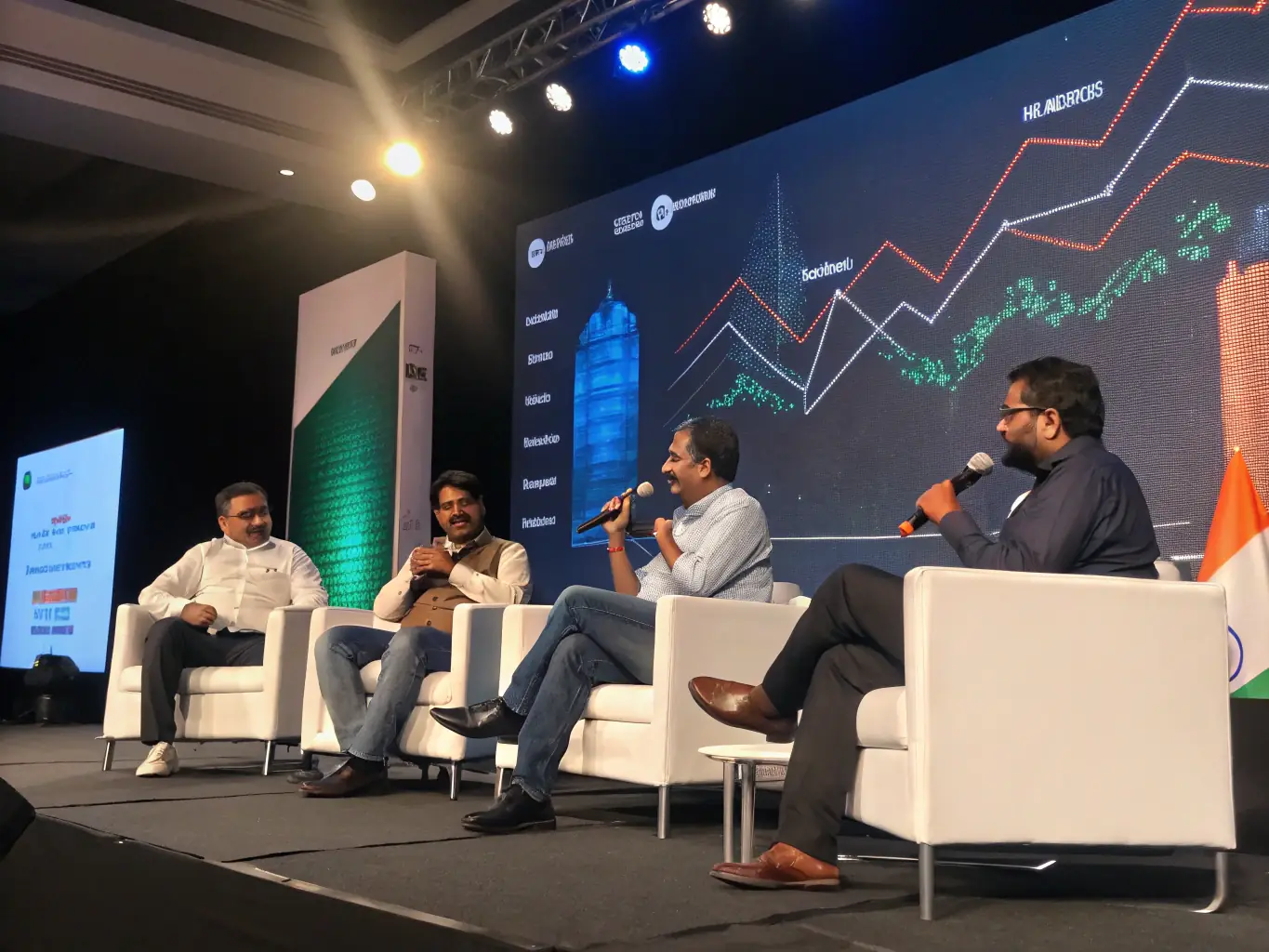 A dynamic shot of a panel discussion at the FinTech conference, featuring experts debating the latest trends and challenges in the FinTech sector.